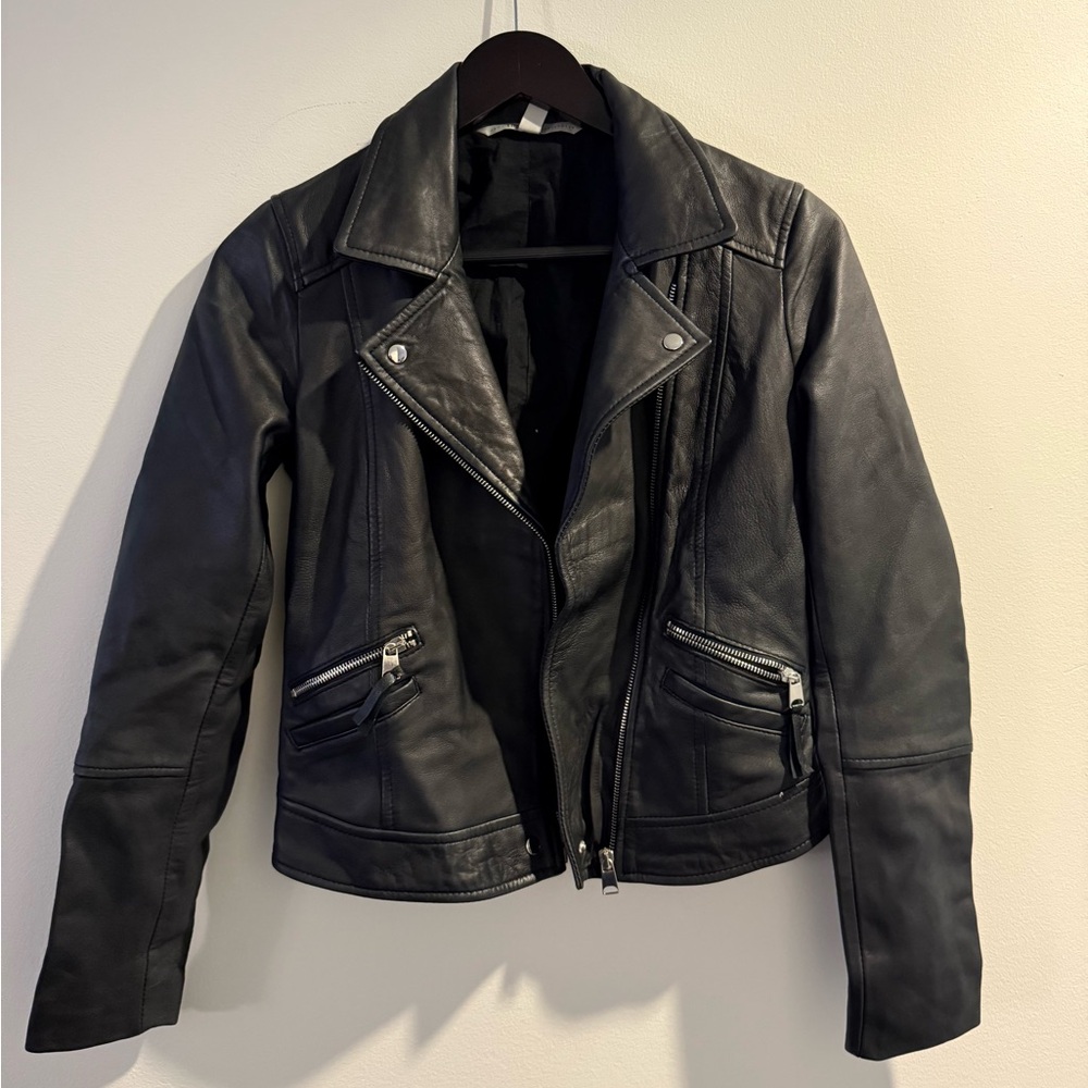 Zara Black Leather Biker Jacket